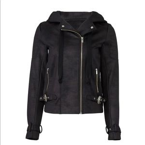 THE KOOPLES Leather Effect Jacket with Buckles and Hood